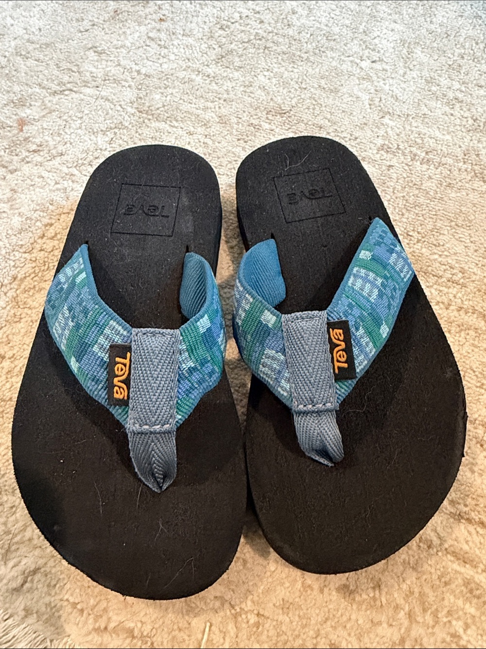 Teva Kids Blue & Green Patterned Strap Flip-Flops